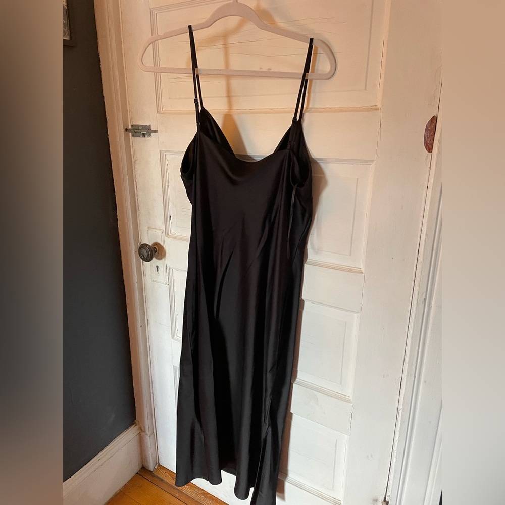 Express Cowl Neck Satin Midi Dress Black Classy Cocktail